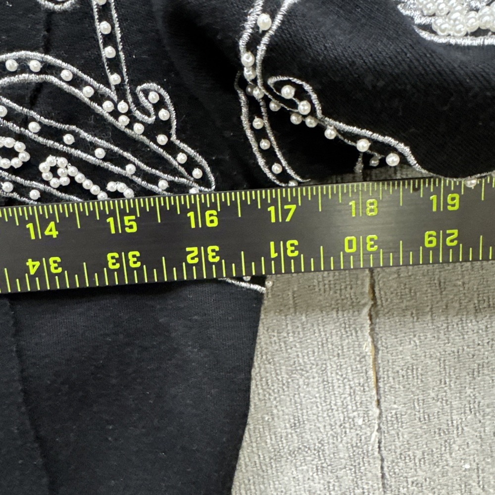 Vtg 80S Adrienne Vittadini Black Sheath White Pearl Beaded Dress Elegant Women 4 - Picture 8 of 12